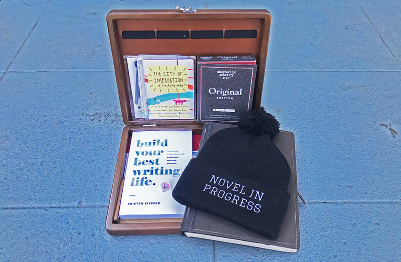 NaNoWriMo's tweet photo. Anyone who donates $10 or more today will be entered to win this *absurdly* beautiful writers box from @galen_leather stuffed with all kinds of goodies. You will be the fanciest writer in town with this box by your side!  #DoubleUpNaNo https://t.co/cVzz37ZoET https://t.co/slUrvdeh7o