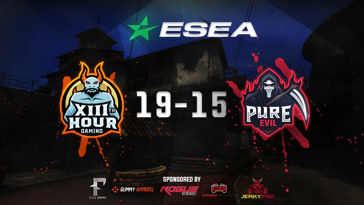 13thHourCS's tweet photo. Secured the win vs. @PUREEVIL_GG in the season finale, but unfortunately we missed out on the playoffs by 1 spot by two round wins cause thats how @ESEA does tiebreakers 🙃 https://t.co/1r5khYziX6