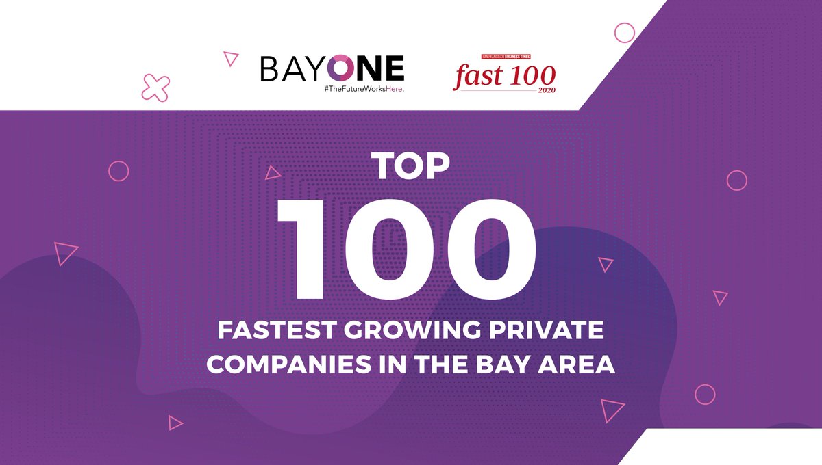 BayOneSolutions's tweet photo. BayOne is honored to be named #29 in the "Top 100 Fastest-Growing Private Companies in the Bay Area in 2020" by @SFBusinessTimes. We're grateful to our community for granting us the privilege of serving them over the last eight years. To many more! #SFBTFast100 https://t.co/OWTEDLioup