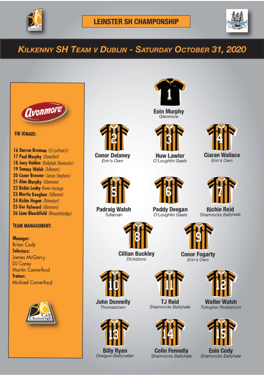 KilkennyCLG's tweet photo. Leinster Hurling S/F - Kilkenny Team Vs Dublin https://t.co/LXkVFt2fOi