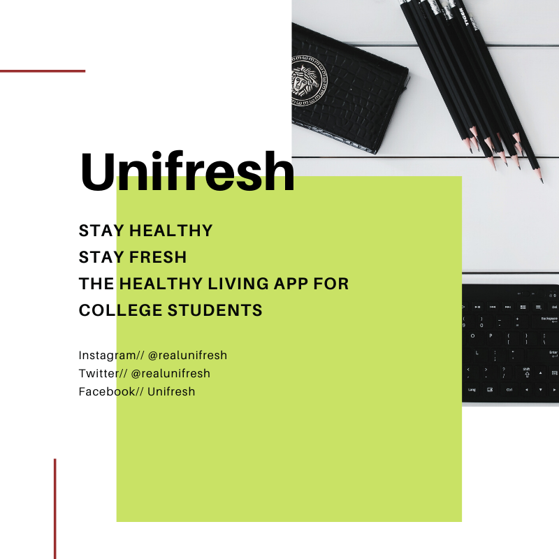 realunifresh's tweet photo. Don't wait until the new year to change up your routine. Start today with Unifresh! Refresh your study habits, routine, mental health,  and physical health. Taking care of yourself during the semester can be hard sometimes, so let Unifresh help you today! https://t.co/2r2tkO1vLY