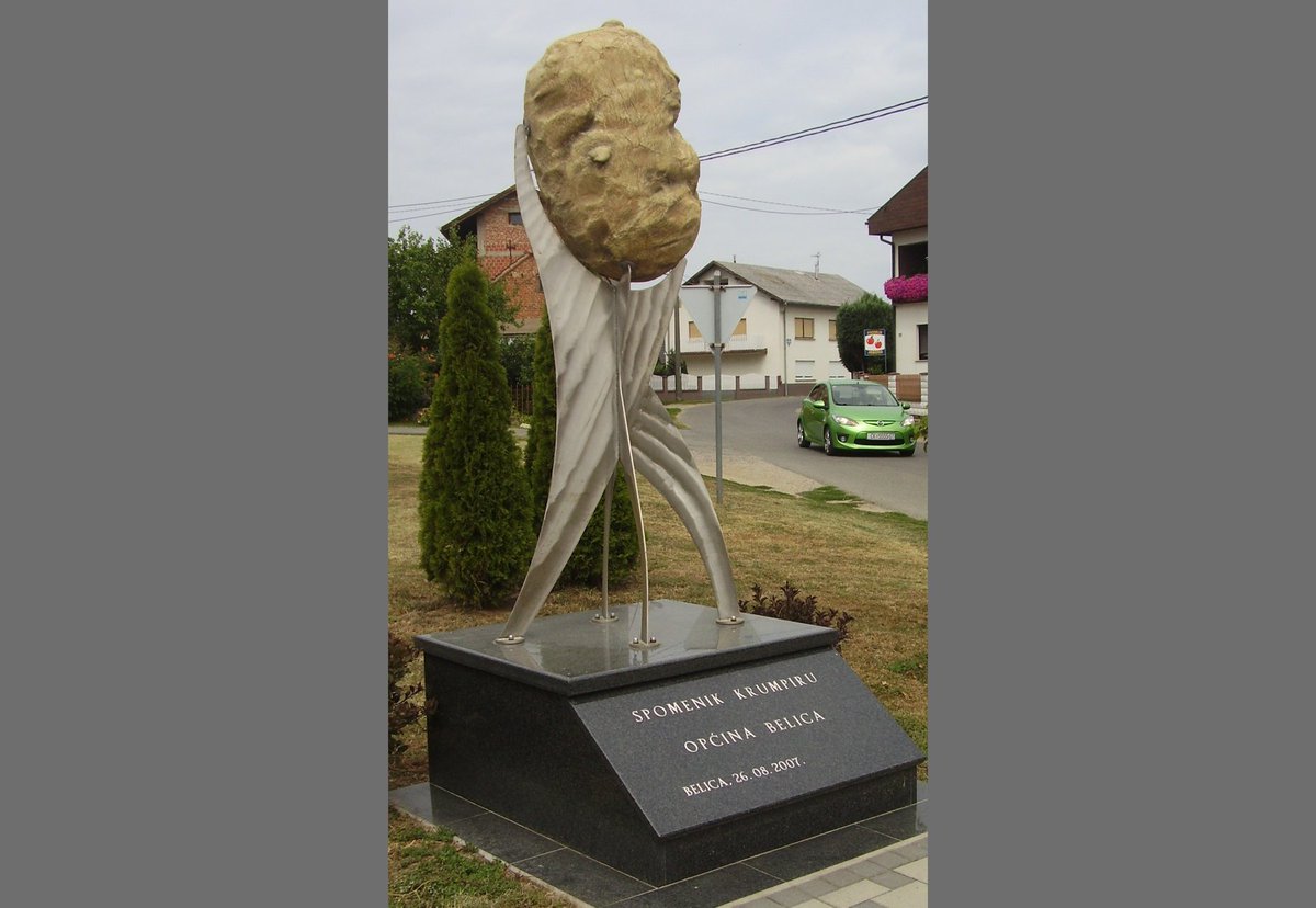 2007 - Blending the best of sleek, space age design with unsettling, rustic lumpiness, #Croatia unveils the appropriately named Spomenik Krumpiru, aka Monument of the Potato. Finally, a potato monument on which George Jetson and Fred Flintstone can both enjoy.