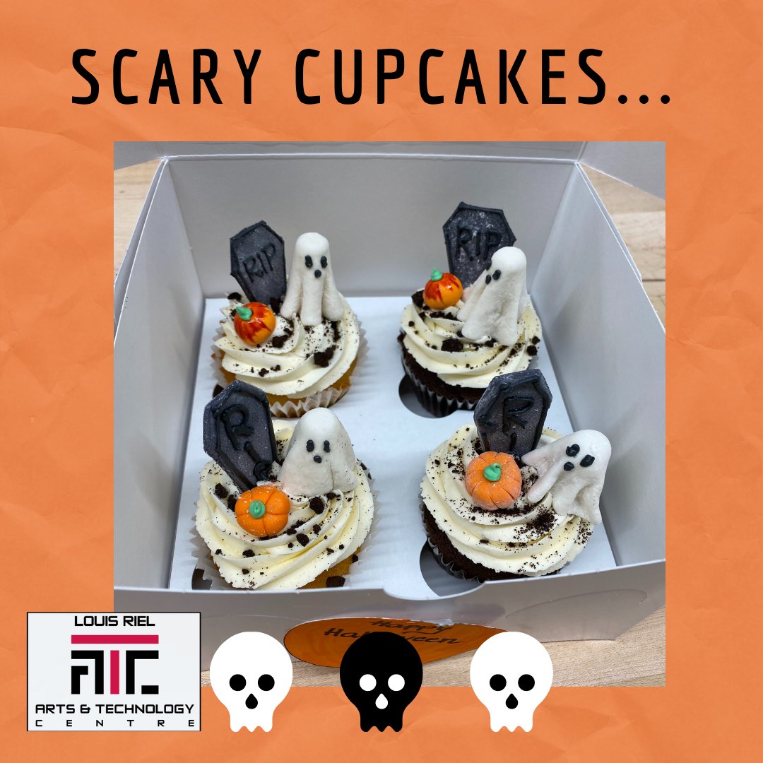 ArtsTechCentre's tweet photo. Excellent Halloween Decorative Cupcakes made in our Baking amd Pastry Program. Such amazing work and they are delicious! #bakingandpastry #authenticlearning #baking #halloween #halloweenfood https://t.co/xkBxZzI7aL