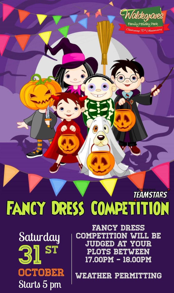 Then in the evening why not join our fancy dress competition? But stay where you are, as Monsters and Witches are to be judged at their pitches.... 🧙🏻 waldegraves.co.uk/wp-content/upl…