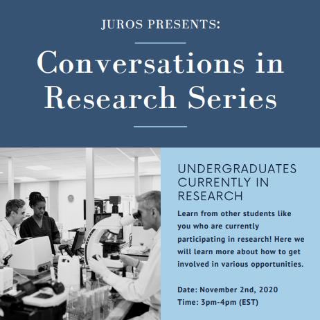 JUROS_OSU's tweet image. Join us next Monday, Nov. 2nd from 3-4 pm for a virtual undergraduate panel event! Ask questions on how to get involved in research at Ohio State🔬📖

Zoom link: osu.zoom.us/j/93969575425?…