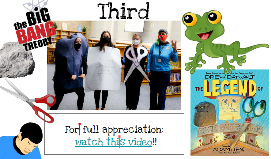 weemsamy's tweet photo. It's Book Character Day at Davis. Staff teams are competing to win prizes and some of them are in it to win it! #davislearns #dolphinsatheart https://t.co/OWtLmAun2x
