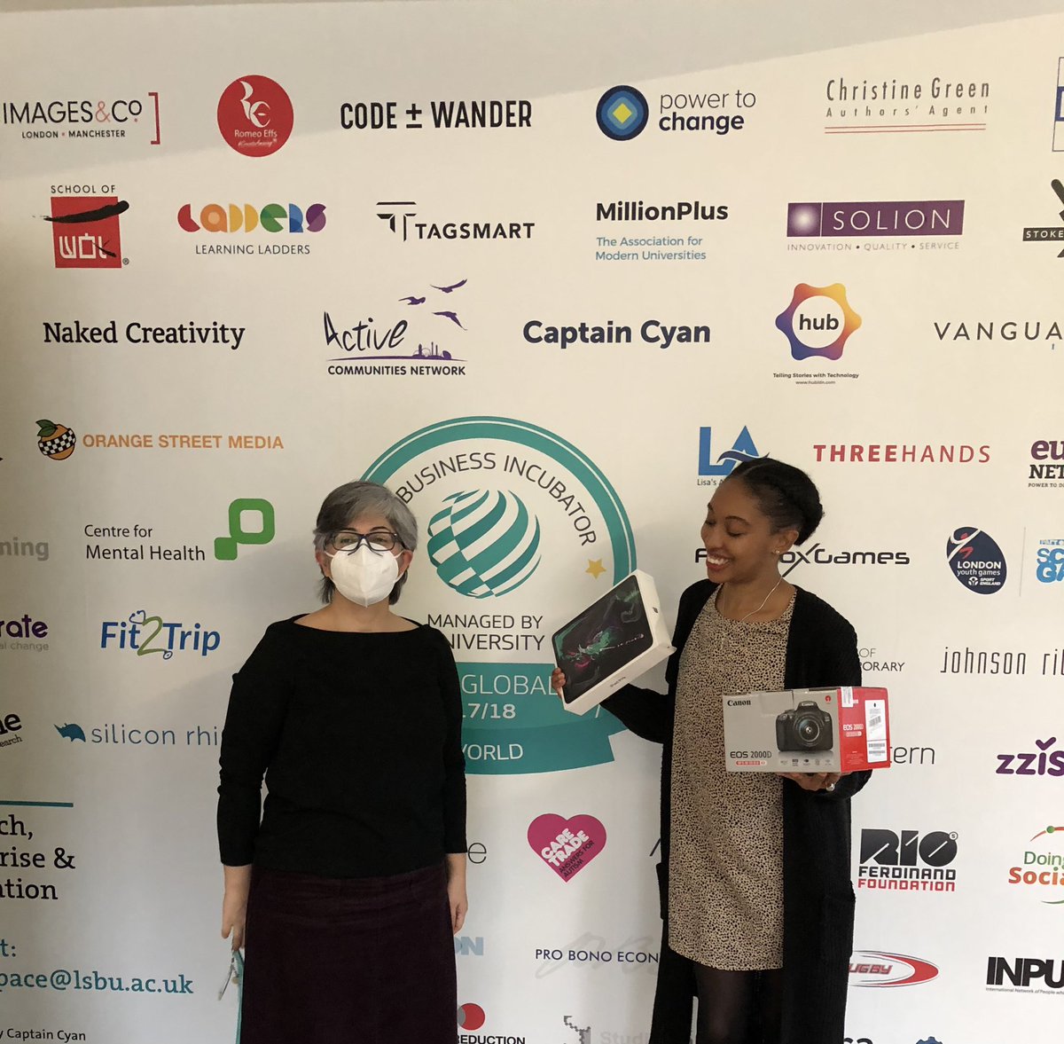 SafiaBarikzai's tweet photo. Awesome day on @LSBU campus. 

We were able to give #DigitalGridpartnership Digital Bundle worth £2000 to a very worthy winner. 

Taino is a food tech business receiving specialist support from National Bakery School @NBS_Lsbu &amp; @LSBU_ENG Computer Science https://t.co/03AUFMdLnl
