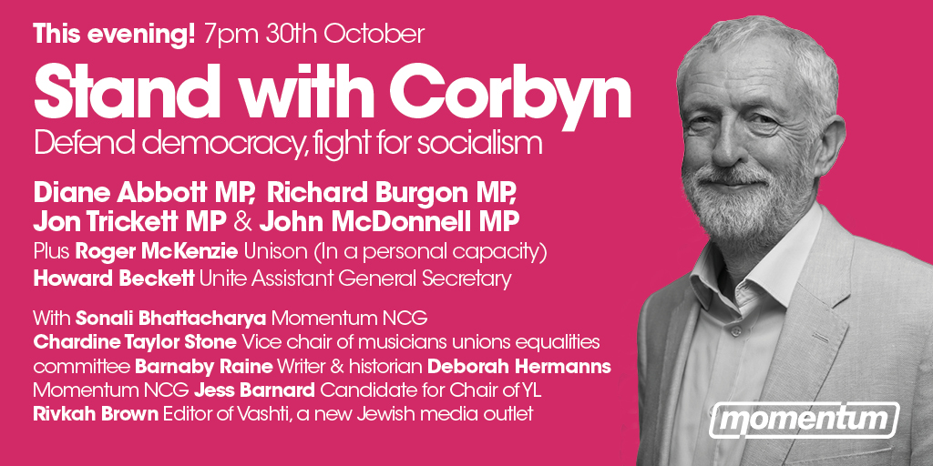 PeoplesMomentum's tweet photo. Join us this evening at 7 pm for a rally of the movement, to call for the reinstatement of Jeremy Corbyn, and to plan and organise for the socialist future we need.

https://t.co/1c32pilkxb https://t.co/YPDYEPmHIZ