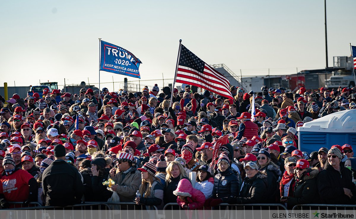 Photo Thread. Even though crowds were limited to 250 at President Trump’s campaign stop in Rochester, Minnesota, hundreds gathered outside the site to try to get a glimpse of him and to show their support. Thread