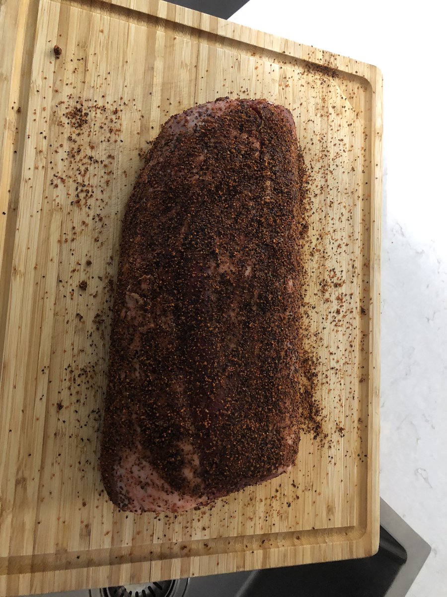 The rib eye rub consists of cracked black pepper, salt, cayenne and garlic