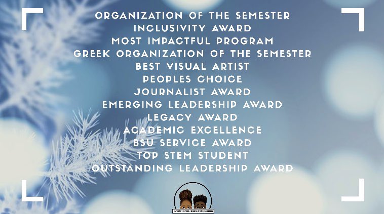 untBSU's tweet image. NOMINATIONS ARE NOW OPEN🤩

We will have 13 awards for #UNTFallBall2020 ! YOU decide who the Top 4 nominees are for each award!🗣

You can nominate your favorite organization, your friends, and even yourself! Nominations close Sunday November 8th‼️

unt.campuslabs.com/engage/submitt…
