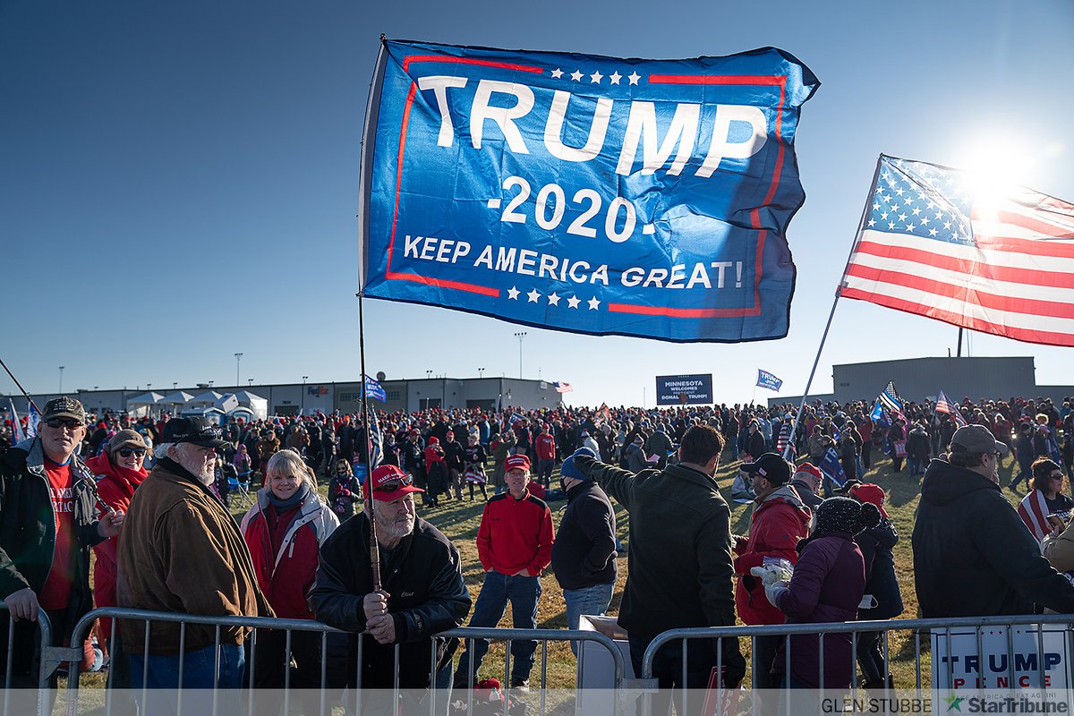 Even though crowds were limited to 250 at President Trump’s campaign stop in Rochester, Minnesota, hundreds gathered outside the site to try to get a glimpse of him and to show their support.