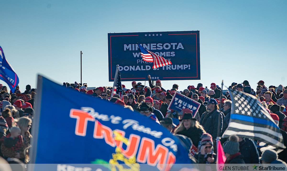 Even though crowds were limited to 250 at President Trump’s campaign stop in Rochester, Minnesota, hundreds gathered outside the site to try to get a glimpse of him and to show their support.