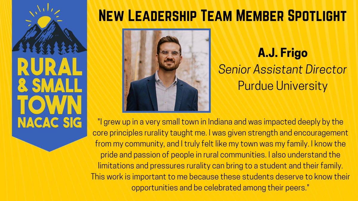 NACACRuralSIG's tweet photo. A.J. Frigo @PurdueAdmission https://t.co/2e7oXKOMqc