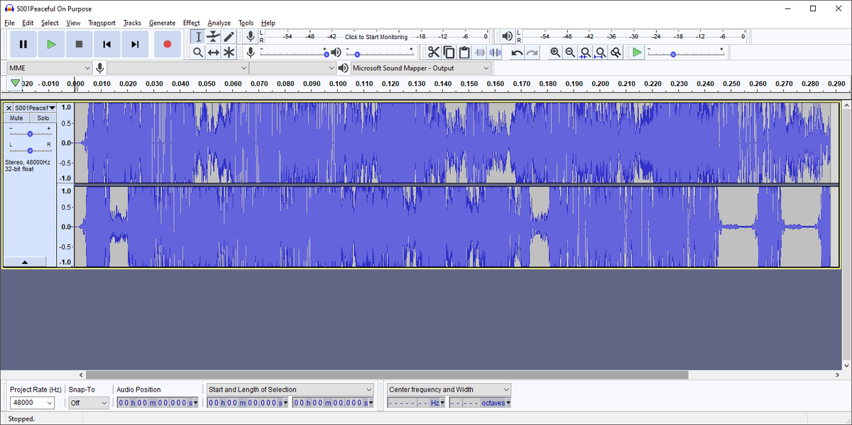 I loaded one up in Audacity to get the metadata, but do you notice anything weird about it?I mean, besides the fact that it's stereo and composed for a mono speaker?
