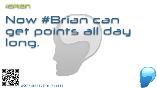 bleubrain's tweet photo. Now #Brian can get points all day long. #Brian #BleuBrain #LetsCodeBrian #CodeBrian #Brian #TG93 #TheGame93 #Q771847673161711638 https://t.co/iih9LusdSV