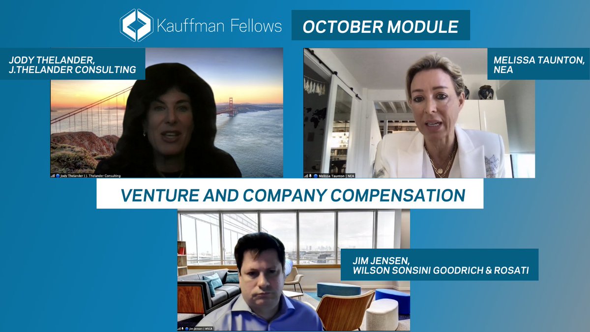 Thank you  @MelissaTaunton from  @NEA, Jim Jensen from  @wilsonsonsini, and Jody Thelander for joining us for a panel discussion on venture and company compensation.