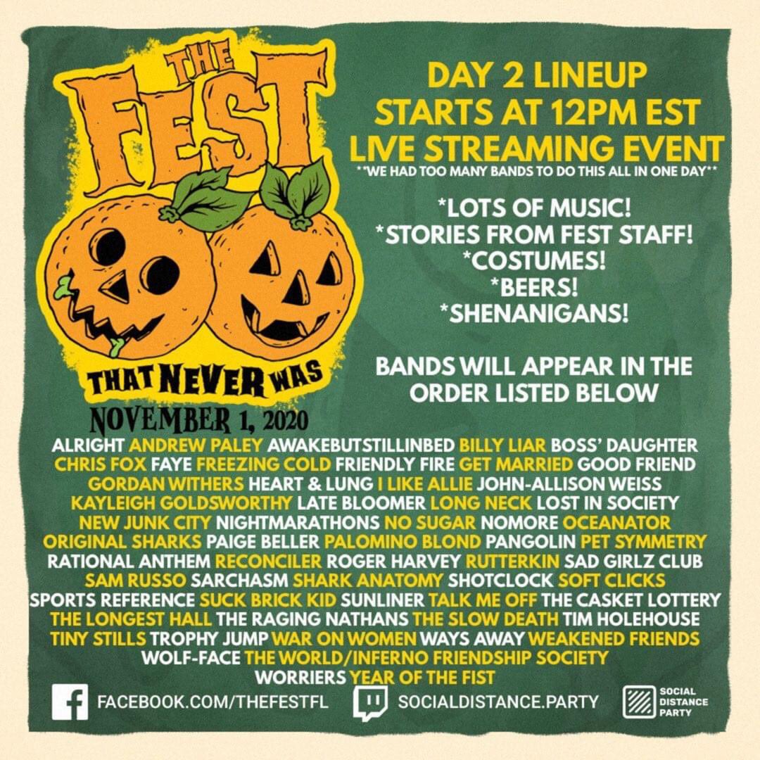 We have a set on Saturday as part of The Fest that Never Was! It’s now happening on both Saturday and Sunday, streaming on the Facebook page of <a href="/thefestfl/">The Fest</a>.