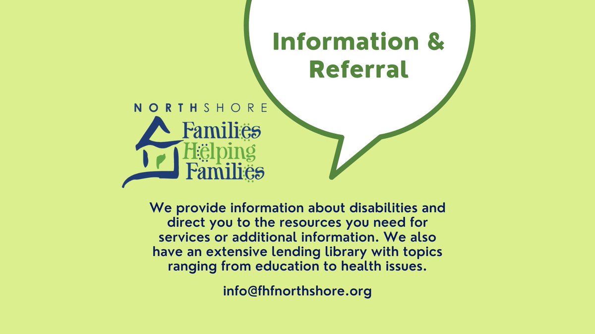 Information & Referral
We provide information about disabilities and direct you to the resources you need for services or additional information. 

#nfhf #whatwedo #familieshelpingfamilies #fhf #disabiltyresources #disabilityinformation #factfriday