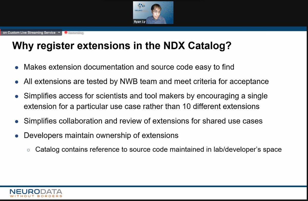 flygirlPhD's tweet photo. Great presentation from @reallyryanly on @NeurodataWB at #nmc3! So much progress, including a way to handle new types of data by creating extensions, which can also be shared with the broader community. #openscience #opendata https://t.co/onzBSkKmVm