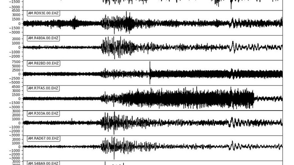 GELtd's tweet image. Aegean M7 #earthquake today, picked up on the @raspishake network in #Cornwall that we installed as part of our #Uniteddowns #geothermal project