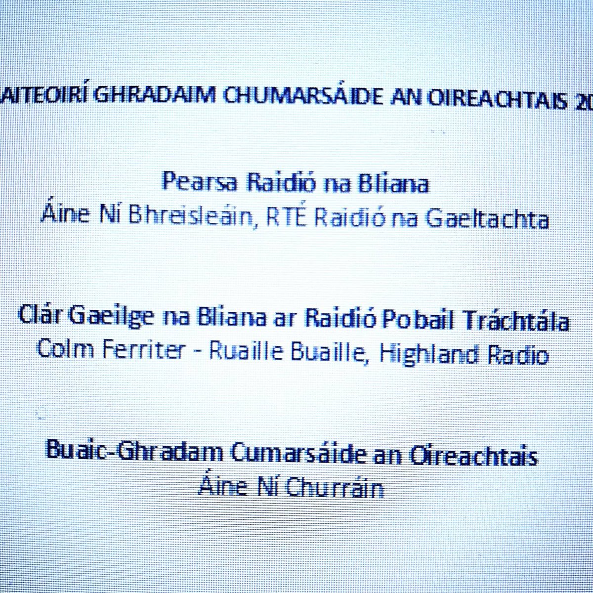 McHughJoeTD's tweet photo. Comhghairdeas mór le na buaiteoirí uilig ag Gradaim Chumarsáide an Oireachtais 2020 an tseachtain seo, go háirithe @AineEibhlin @ColmFerriter @AineRnaG as Dhún na nGall #antoireachtas
#OnaS2020 #Gradaim2020 @ForasnaGaeilge #dúnnangall https://t.co/DvZsTnpC21
