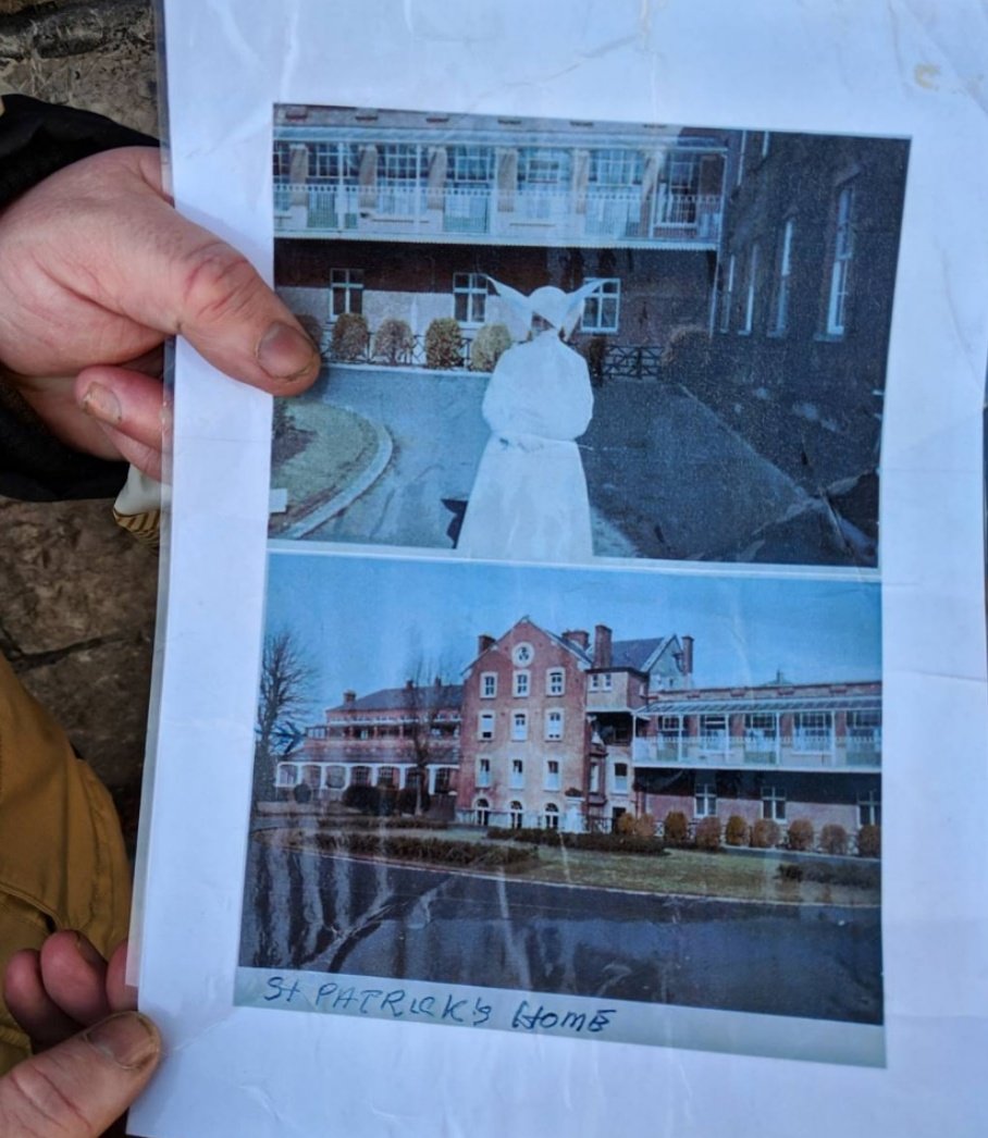 Karl holds a photo of Ireland's largest  #motherandbabyhome where he was born. We spoke to a nun who worked as a midwife in St Patrick's and remembers everything about it. Another nun he went to for information compared his mother to a burnt piece of puzzle.  #RepublicofShame