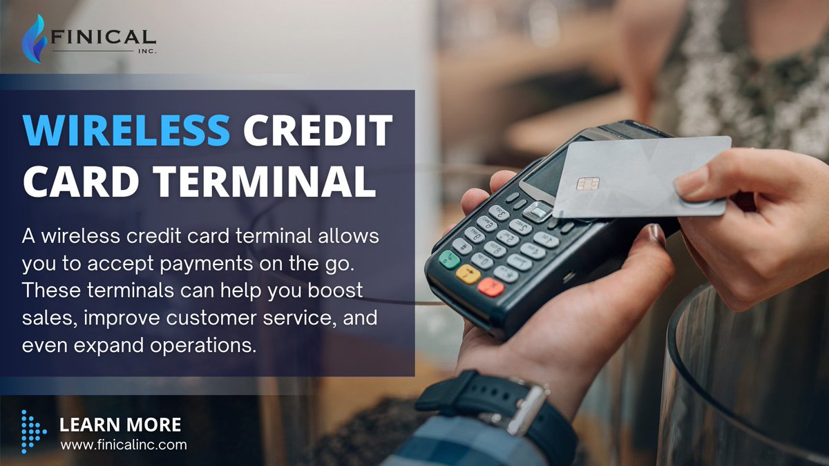 finicalllc's tweet photo. A wireless credit card terminal allows you to accept payments on the go. These terminals can help you boost sales, improve customer service, and even expand operations. For more, visit: https://t.co/XkTSsDDnBN

#finicalinc #wirelesscreditcardterminal #creditcardprocessor https://t.co/74uzPZQqlS