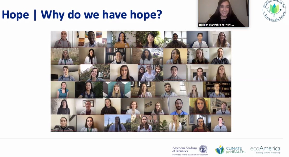 sahdootmd's tweet photo. I find hope hearing from future pediatrician @ThereGoesHarMar ! She and her amazing fellow med students @MS4SF are doing incredible work to bring #ClimateAction4Kids Because the next gen of Drs know that #ClimateChangesKidsHealth @ecoAmerica @sarahschear @AmerAcadPeds https://t.co/kO2TVWzpmQ