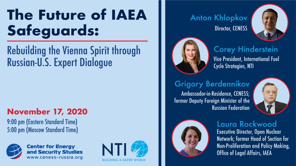 Join us Nov. 17 for the release of our new report, 'The Future of IAEA Safeguards: Rebuilding the Vienna Spirit through Russian-U.S. Expert Dialogue.' Feat. experts @CoreyAH, @laura_rockwood, and more.

📅 RSVP here: bit.ly/3mGJwM5