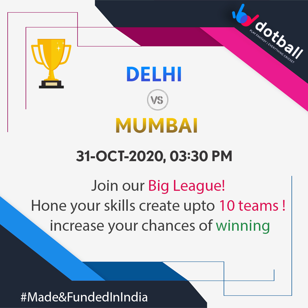 dotballglobal's tweet photo. The most awaited T20 series of the year is ON! Join the action on https://t.co/eDSIyidyJw #Dotball #CricketFantasy #GameOfSkill #T20 #Delhi #Mumbai https://t.co/6eWqy0SwE3