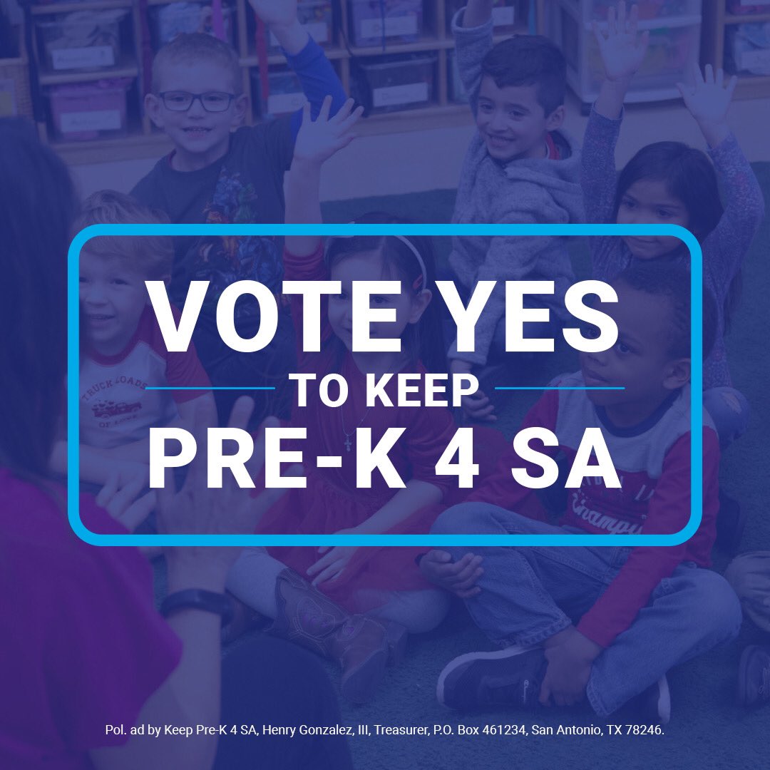 quemeanswhat's tweet photo. It’s the last day of early voting and one of my favorite programs is on the ballot for re authorization, SAN ANTONIO. 🗳
Please join me in voting YES to @KeepPreK4SA 🗳#KeepPreK4SA
Polls are open until 10pm today. Election Day polls are open 7am -7pm. 🗳 https://t.co/ZhF3ipbbrU
