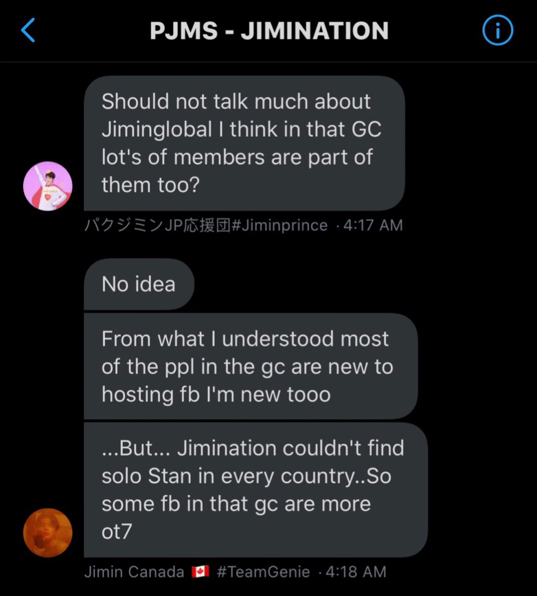 there’s a fanbases akgae gc the gc is literally just solo antis fanbases it’s the jimination group