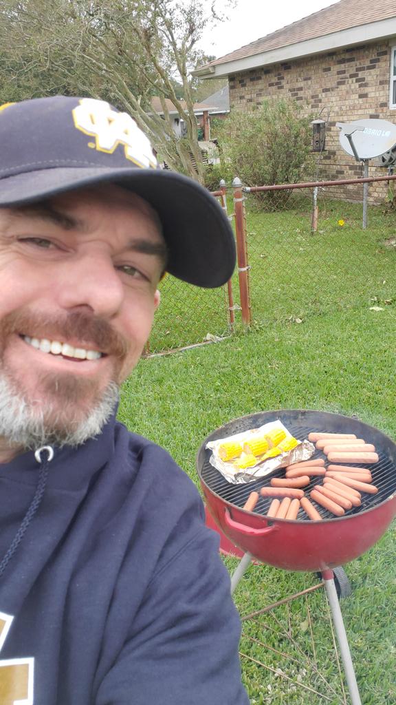 chefharry's tweet photo. What you do when power still hasn't come on yet, from Harvey, Louisiana, you used old grill https://t.co/V3ELyDPMyP
