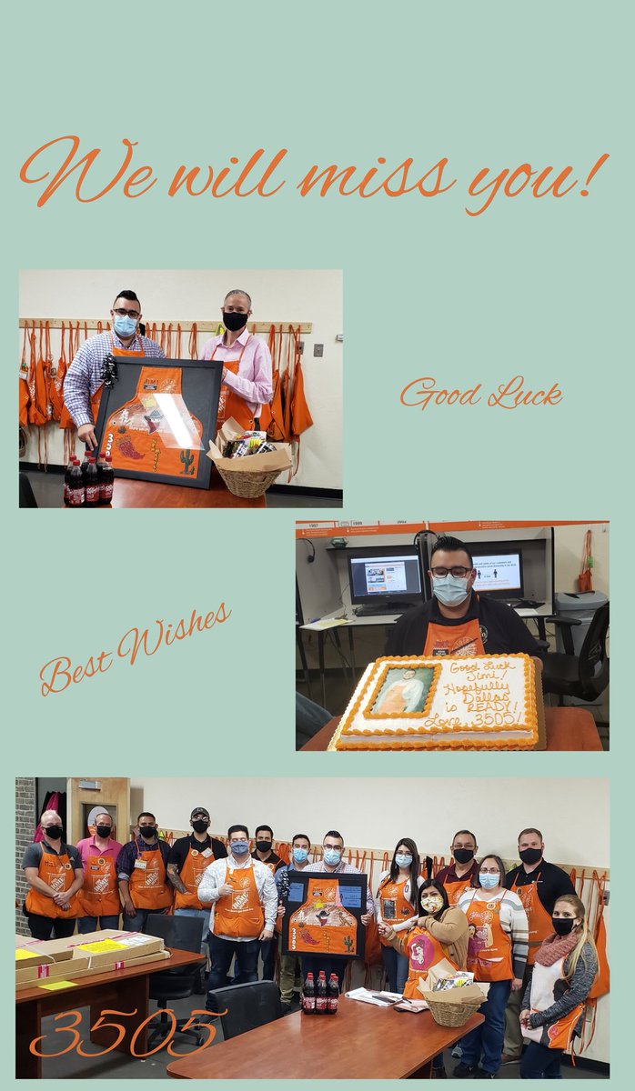 cya79f's tweet photo. Bitter sweet day. @Jimi_Y  you have been such an amazing  leader that falls into all the core values of this company. You've been a mentor, support, friend and provided us inspirational guidance. 3505 appreciates you dearly 🧡 D302 Bestest! @Fuerstenberg15 @alyssa_bok @TgudasTHD https://t.co/dhiy2chZNn