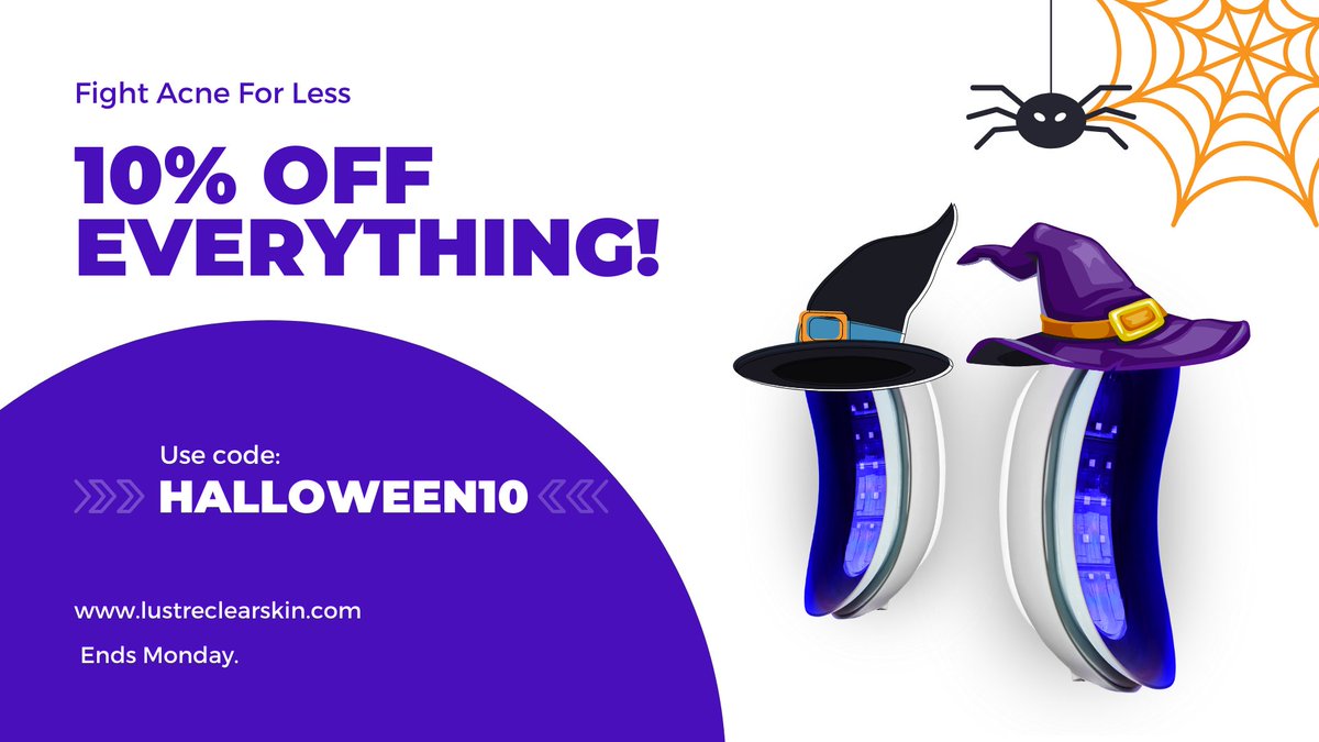In the mood for a Halloween treat? 10% off everything on the site giving you goosebumps? 😎 Well, it's on! Use code:  HALLOWEEN10 at checkout 👈🏼 Happy Halloween, folks! 🎃🦇👻lustreclearskin.com/how-lustre-wor… #acne #halloweendeal #happyhalloween