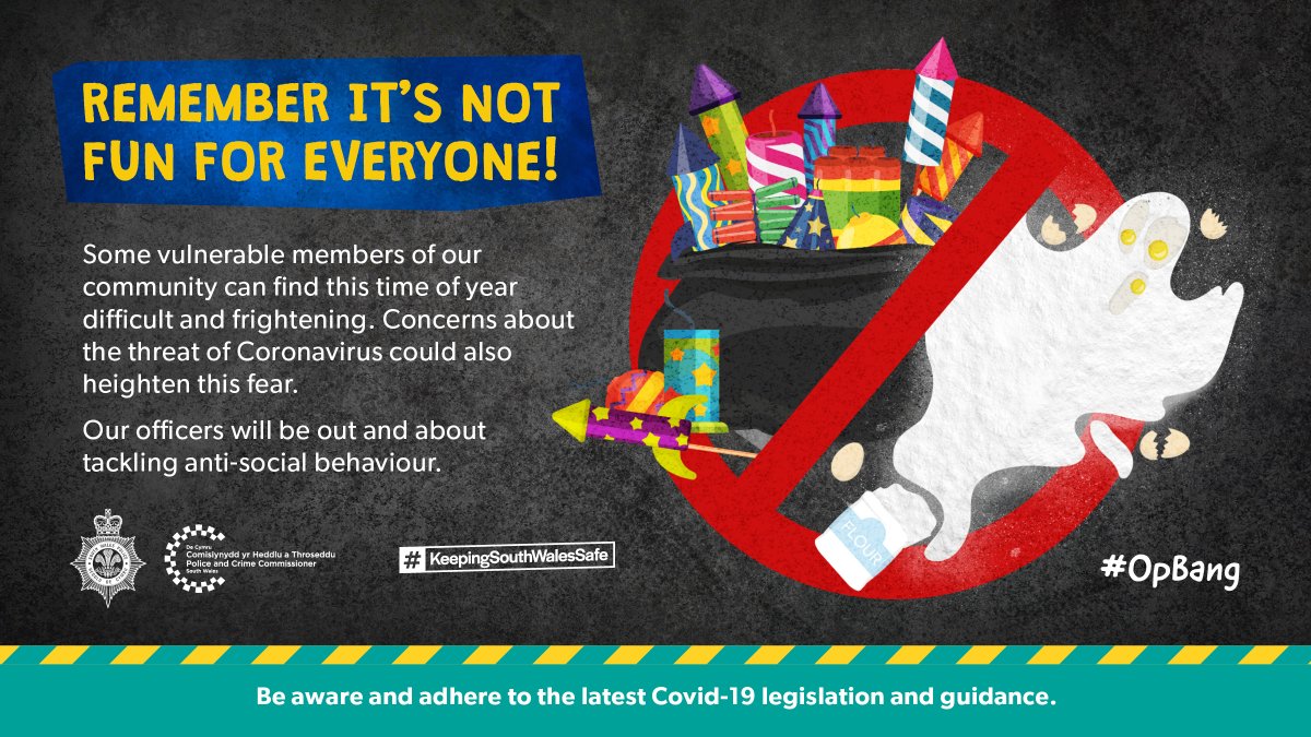 swpolice's tweet image. Remember, Halloween 🎃 is #NotFunForEveryone. 

Our teams will be out across our communities #keepingSouthWalessafe, and we'll take action against those engaged in anti-social behaviour. 🚓

You can also report a noise nuisance to your council:

🔗 gov.uk/report-noise-p…

^hs