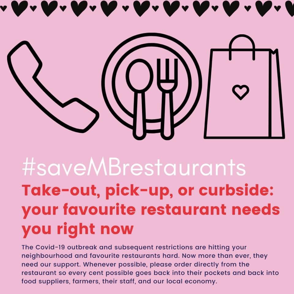 SAVE MANITOBA RESTAURANTS, PLEASE. #Covid19MB 
Restaurant owners have already placed food supply orders for the coming week. Their staff are decimated by this pandemic. These smallest of businesses are struggling to survive.