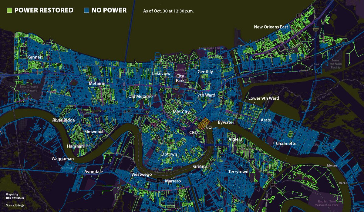 Dan Swenson On Twitter I Photoshopped Entergynola S Power Outage Map To Give It A Nighttime Effect Nearly 2 Days After Hurricane Zeta About Half Of New Orleans And 70 Of Jefferson Parish