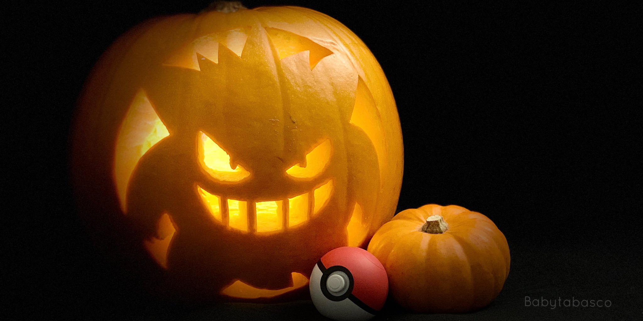 Baby Tabasco Happy Halloween ゲンゲロゲー うまくできちゃったケケケケケ 皆さま素敵なハロウィンを My First Time Carving A Pumpkin Pokemon Pokemon ポケモン Jackolantern ジャックオランタン Gengar ゲンガー Pokemonhalloween