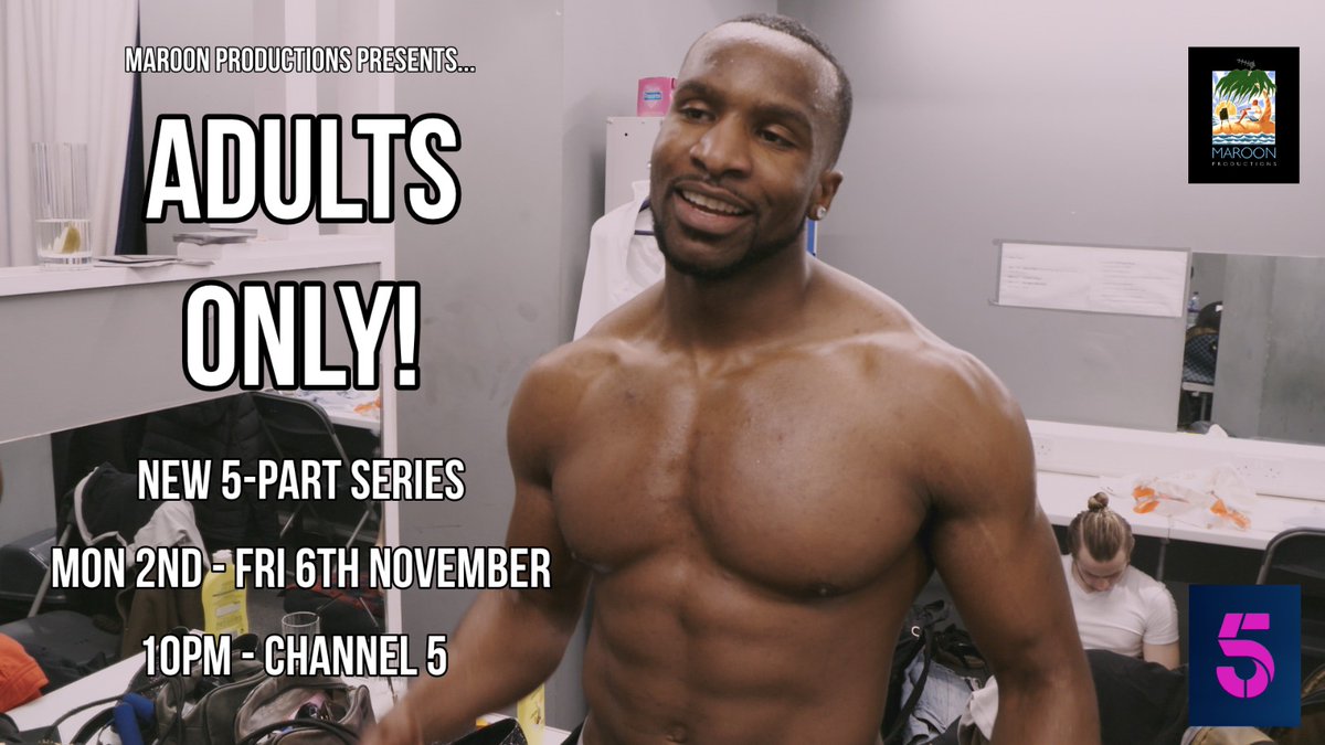 It's sexy and it's fun and it's on all next week. Catch our new series #AdultsOnly from Monday at 10pm in <a href="/channel5_tv/">Channel 5</a> featuring <a href="/TheDreamboys/">Dreamboys®</a> <a href="/kanesilver18/">Kane Silver</a> @ShanetylerF @dreamboychris <a href="/zacsmith_94/">🔺 Zac Smith (Top 1% OF 🏆)</a> and many, many more! #sex #stripping #porn #BDSM #sexdoll #escort #webcam #trans