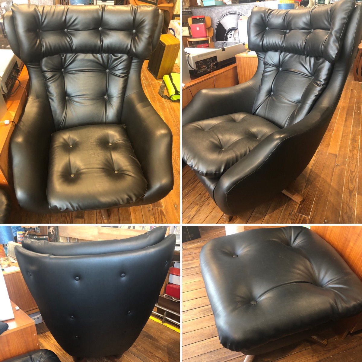 VeryVeryVntage's tweet photo. Wanna make a statement? 1970's Parker Knoll Statesman Arm Chair & Footstool in black vinyl 🖤 #ForSale #parkerknollstatesmanchair #parkerknollstatesman #parkerknoll #footstall #1970s #vintage #vintagefurnitureforsale #veryveryvintage #southstreet #scarborough #besidethesea https://t.co/cJt7bXz6ND