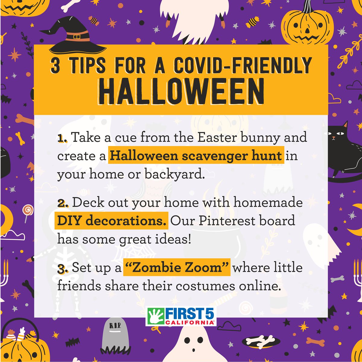 First5SD's tweet photo. We hope everyone has a safe and fun Halloween! As you prepare your plans for tomorrow, be sure to check out the Halloween guidelines from the @SanDiegoCounty and these three tips for alternative Trick or Treat options from @First5CA https://t.co/0ZTJqufCjH https://t.co/Q4DxgpNXUD