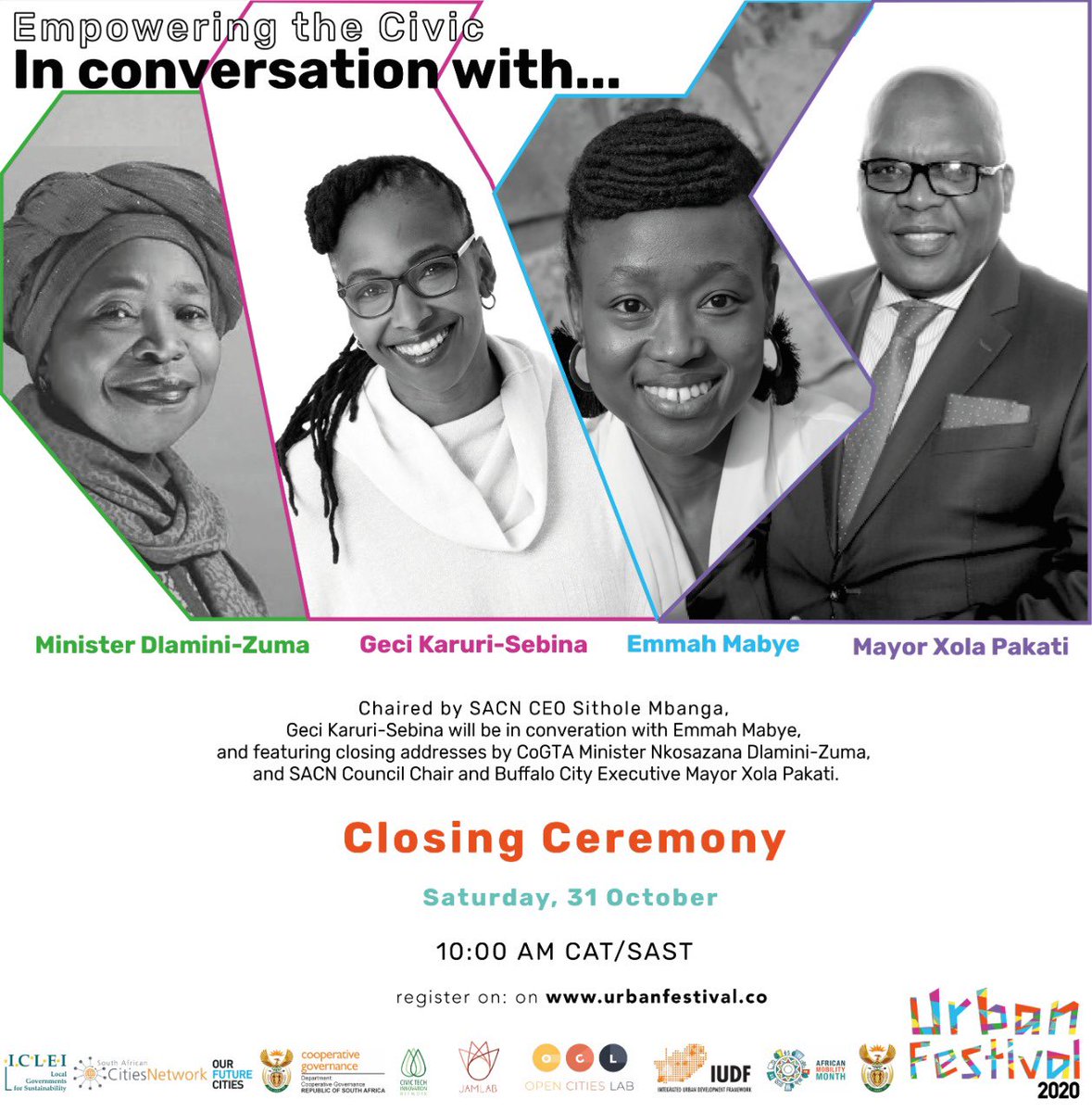 Join us tomorrow for the official closing ceremony of #UrbanFest2020 and the commemoration of #WorldCitiesDay
<a href="/NationalCoGTA/">NationalCoGTA 🇿🇦</a> <a href="/SACitiesNetwork/">SA Cities Network</a> 

Register here: zoom.us/webinar/regist…