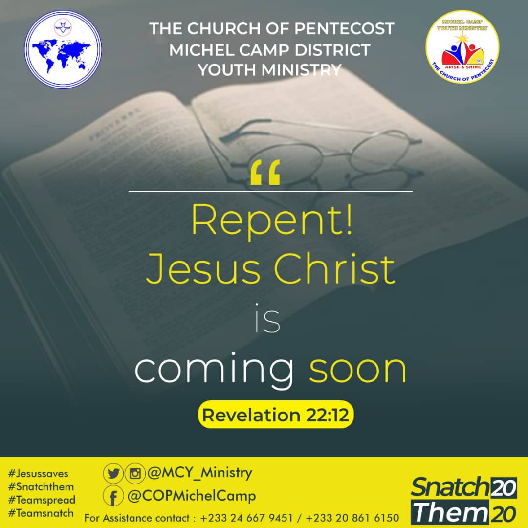 Willie4Sir's tweet photo. "Behold, I am coming soon, bringing my recompense with me, to repay each one for what he has done." (Revelation 22:12, ESV)

Do you want to accept JESUS CHRIST as your LORD &amp; SAVIOUR? Please click here

https://t.co/0Mr3RfBKby

#Jesussaves
#Snatchthem
#Teamsnatch
#Teamspread https://t.co/ufyUjNCOzu