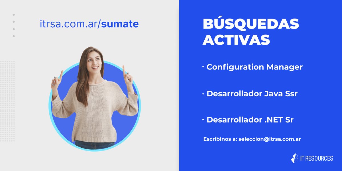 SomosITR's tweet photo. 📢¡Sumate a nuestro equipo!📢
¿Queres unir tu talento a ITR? Tenemos como reto transformar a las industrias de Argentina.
Enviá tu CV a 📩 seleccion@itrsa.com.ar ó  Podés postularte haciendo clic en el link 👉 https://t.co/vh2eYCDfvE https://t.co/RAC9RPqILy