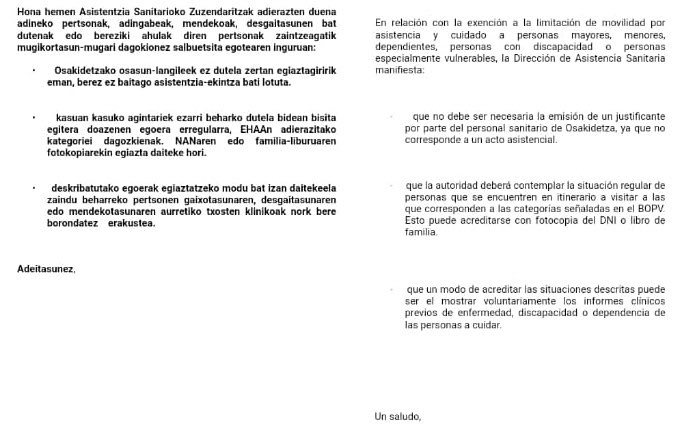 Buena noticia para terminar la semana‼️

Notificación de la Dirección de Asistencia Sanitaria de <a href="/osakidetzaEJGV/">Osakidetza</a> en relación a la elaboración de informes de movilidad por cuidados:
“No es necesario, no corresponde a un acto asistencial”

#desburocratizando 👏👏👏