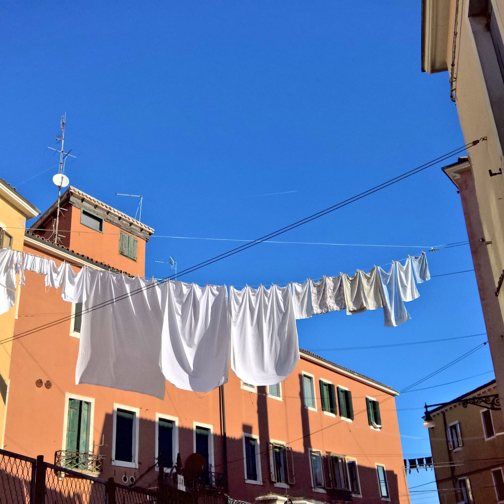  #White  #Washing on the way to the  #Vaporetto. Different days. Different  #sky.  #BigPants  #Venezia  #Venice
