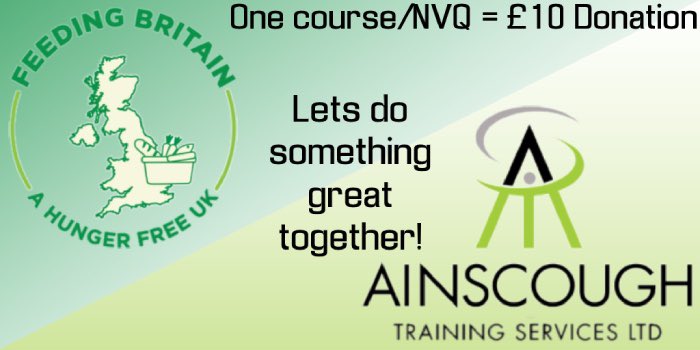 morganbroad's tweet photo. Starting from today, Ainscough Training will be donating £10 per course or NVQ booking to help out the less fortunate children of Britain. The Donation will be made to Feed Britain whose aim is to stop child hunger.
Email: Info@ainscoughtraining.co.uk Tel: 01772 623 591 https://t.co/ce2lQy99ZL