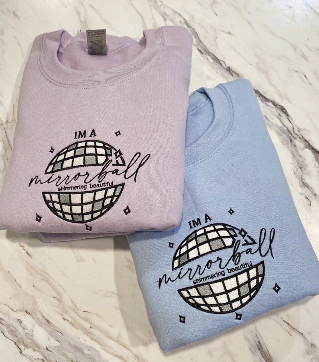 . @DizzyDahlias  http://dizzydahlias.com  makes the freakin cutest Taylor inspired embroidered crewnecks! Look at those mirrorball ones  so in love. They also have adorable stickers, too!